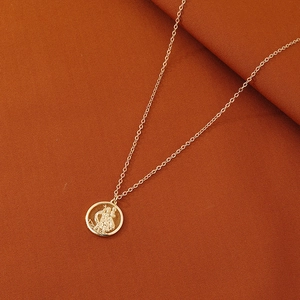 Collier Pendentif Pièce De Monnaie En Alliage Or Pour Femme St Christopher Relief Médaillon Rond Bijoux Rétro