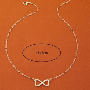 Collier pendentif cœur infini doré avec zircons étincelants, longueur 43+7cm