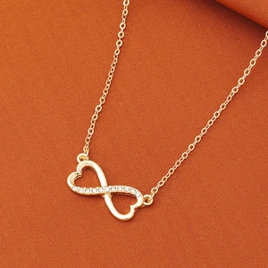 Collier Pendentif Cœur Infini Alliage Or Strass Bijoux De Mode Élégants Pour Femmes Cadeau