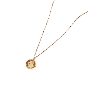 Collier avec pendentif pièce Saint-Christophe en or rose avec relief de style vintage