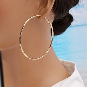 Large Hoop Earrings Minimalist Geometric Alloy Round Overstated Fashion For Women