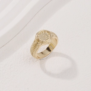 Watch Dial Style Ring Alloy Gold Vintage Creative Clock Face Design Fashion Jewelry For Women