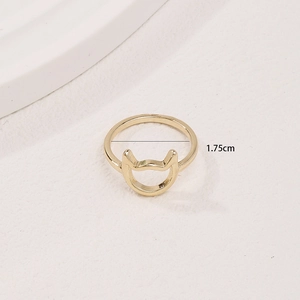 Cute minimalist cat ear open ring in polished gold finish with 1.75cm inner diameter