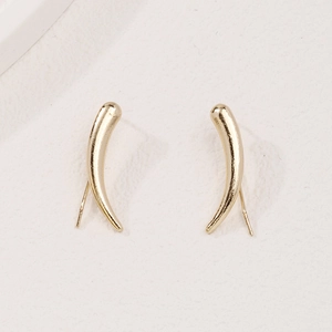 Minimalist gold curved hook earrings with a polished finish and modern crescent design