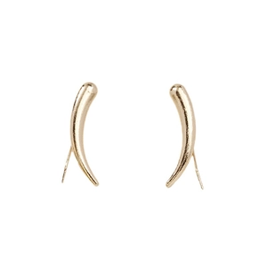 Modern minimalist gold-toned polished curved horn earrings for a trendy fashion look