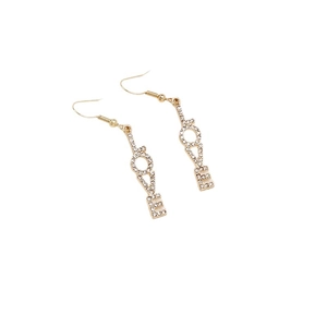 Boucles d'oreilles pendantes LOVE dorées avec strass brillants et crochets élégants