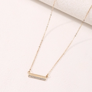 Bar Pendant Necklace Alloy Rhinestone Minimalist Jewelry Fashion Gold Clavicle Chain For Women