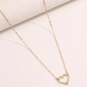 Pixel Heart Pendant Necklace Gold Plated Alloy Hollow Digital Retro Game Style Mosaic Jewelry For Women