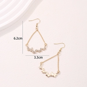 Elegant gold butterfly tassel long earrings with white crystals, size 6.2cm by 3.3cm