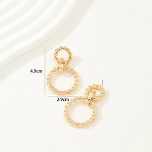 Goldene Doppel-Creolen mit gedrehtem Seildesign für Damen, Größe 4,9 cm x 2,9 cm