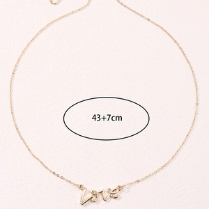 Collier minimaliste doré avec pendentif Love et chaîne ajustable de 43+7cm pour femme