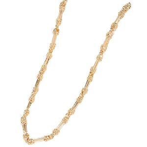 Minimalist gold-tone bamboo link chain necklace for women with sleek metallic finish
