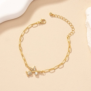Elegant gold tulip bracelet with shimmering crystals and leaf charm detail for women