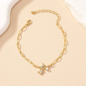 Elegant gold tulip bracelet with shimmering pavé cubic zirconia and crystal charms