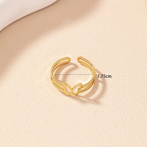 Detailed view of golden butterfly open ring featuring 1.75cm inner diameter size