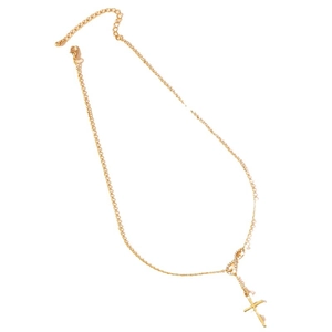 Collana dorata con simbolo infinito e pendente a croce con brillanti accenti in zircone