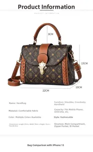 Detailed size specifications and interior pocket layout of the retro monogram crossbody bag