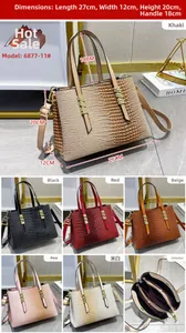 Dettagli che mostrano dimensioni e vari colori della borsa da donna con motivo a lucertola