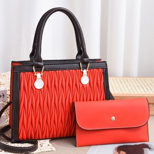 Women Handbag And Wallet PU Leather Pleated Daisy Print Large Capacity Contrast Color Crossbody Bag Retro Elegant