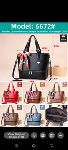 Internal view showing multiple compartments of the large litchi texture tote bag
