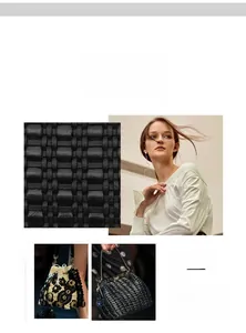 Détail de la texture tissée et vue lifestyle d'un grand sac à bandoulière élégant