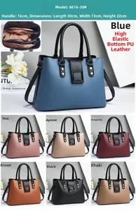 Vue détaillée du grand sac à main en cuir PU avec compartiments internes et sangle