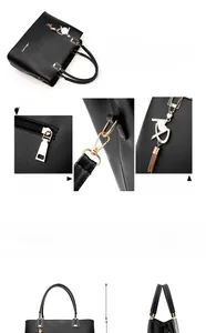Détails du sac noir en cuir PU texturé avec finitions dorées et pendentif en cœur