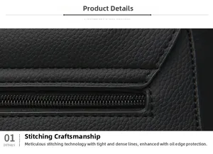Detail of lychee textured leather showing premium stitching and smooth oil edge finish
