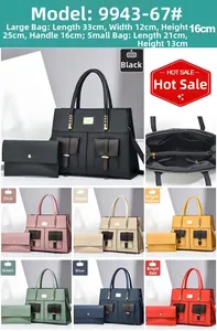 Detailed size chart showing large tote and small envelope bag with internal compartments