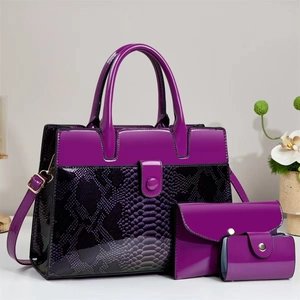 Sac À Main Pour Femme En Cuir Verni À Motif Serpent Avec Portefeuille Et Porte-Cartes Sac À Bandoulière Élégant Pour Le Bureau