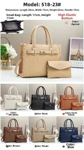 Detail of cross-textured faux leather handbag set with belt buckle and inner pouch