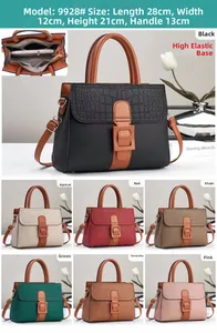 Detailed view of crocodile and litchi texture patchwork on multi-compartment handbag
