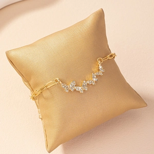 Butterfly Charm Bracelet Gold Plated Alloy White Rhinestone Paperclip Chain Adjustable Elegant Jewelry For Women