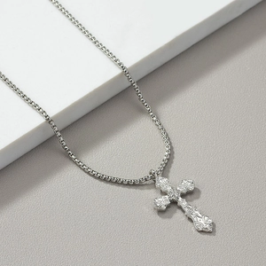 Collana Con Pendente A Croce Retro Lega Di Zinco Barocco Intagliato Punk Hip Hop Gioielli Per Uomo E Donna