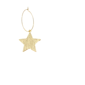 Elegant gold star drop earring with textured star charm and polished hoop for women