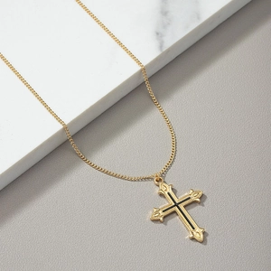 Retro Cross Pendant Necklace Alloy Enamel Gothic Punk Style Hip Hop Jewelry For Women Men Unisex Sweater Chain