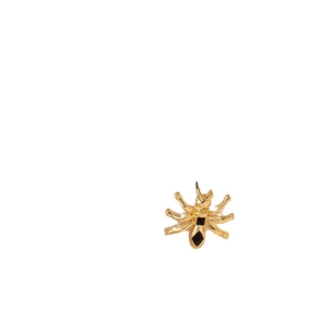 Boucles d'oreilles araignée dorées uniques avec détails noirs sur fond blanc
