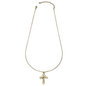 Gothic style gold cross pendant necklace with black enamel center for men and women