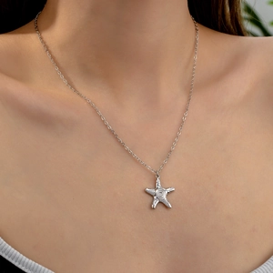 Collier Pendentif Étoile De Mer Alliage De Zinc Minimaliste Style Océan Bijoux De Mode Pour Femmes Accessoire Élégant