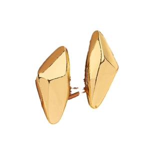 Minimalist irregular geometric rhombus stud earrings with polished gold finish