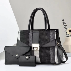 Women Fashion Handbags PU Leather Large Capacity Shoulder Crossbody Bag With Clutch And Card Holder Color Block Professional Elegant