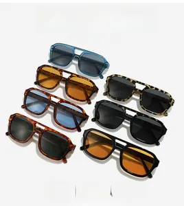 Matrix display of vintage double-bridge aviator sunglasses in various frame colors