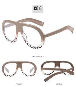Vues détaillées des lunettes anti-lumière bleue surdimensionnées marron et léopard