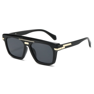Lunettes De Soleil Carrées Surdimensionnées Monture PC Rétro Avec Accents Métalliques Mode Protection UV Pour Conduite Extérieur Unisexe