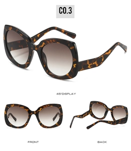 Tres vistas de gafas de sol ojo de gato de carey con lentes de degradado estilo C0.3