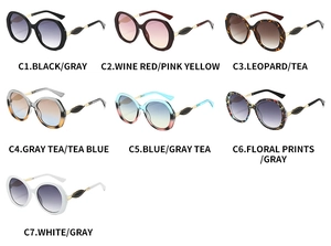 Collection of oversized retro fashion glasses in seven distinct color variations