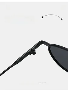 Detail of durable texture hinge on black sunglasses for smooth and flexible folding