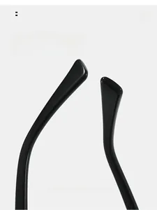Detail of ergonomic curved temple tips on black glasses for comfortable daily wear