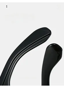 Detail of curved temples on black fashion glasses designed for comfortable all-day wear