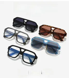 Top view of premium double bridge pilot sunglasses and square frames in multiple colors